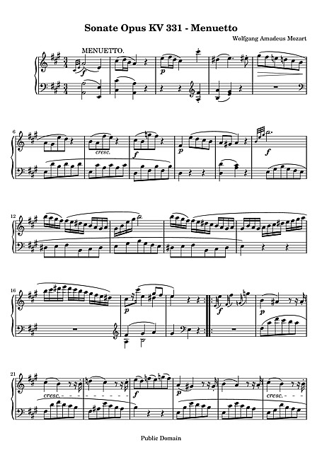 Sonata per pianoforte n. 11 (Piano Sonata No. 11) 2. Menuetto